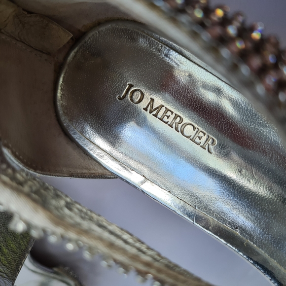 JO MERCER Size 6 Women's Silver Diamontes Leather Strappy Sandals Flats - Picture 9 of 16